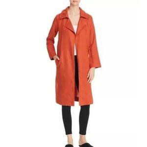 Eileen Fisher Organic Linen Open
Trench Orange Coat Jacket Side Pockets Size XSP